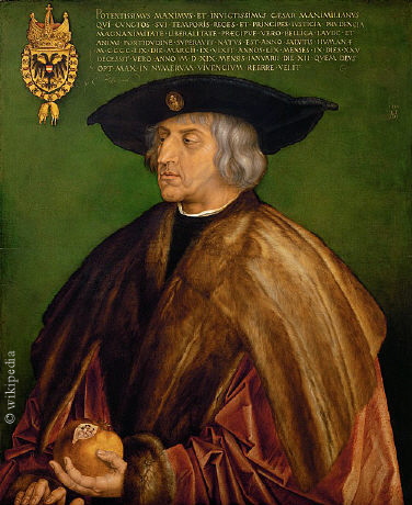 Gemälde des Albrecht Dürer mit der Darstellung von Kaiser Maximilian - Für eine größere Darstellung bitte auf das Bild klicken Gemälde des Albrecht Dürer mit der Darstellung von Kaiser Maximilian - Für eine größere Darstellung bitte auf das Bild klicken