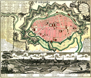 Stadtplan der Stadt L�beck von Matth�us Seutter um 1750  -   F�r eine gr��ere Darstellung auf das Bild klicken.